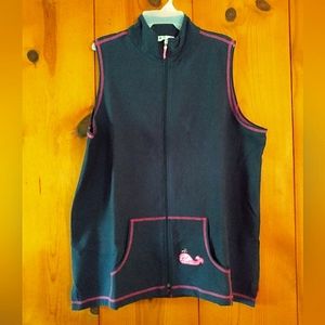 Quacker Factory Sparkly Whale Jersey Zip Front Vest